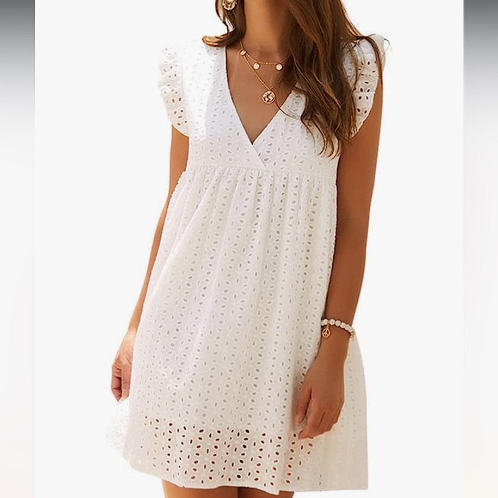 White Ilet Romper Dress